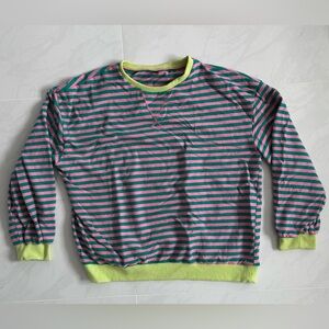 Striped Color Block Long Sleeve Crew Neck Sweatshirt Casual Loose Pullover